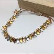 Perle en métal double passant dent ou pointe 7 mm Doré à l'or fin x1