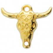 Pendentif intercalaire tête taureau crâne de buffle ethnique 21 mm Doré à l'or fin x1|raw }}