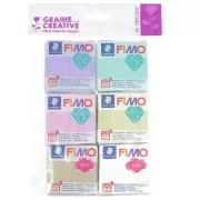 Kit 6 pains de pâtes polymères Fimo Soft et Effect de 57 gr - Couleurs Pastel Acidulés Bonbons
