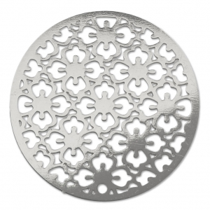 Pendentif ajouré teinté laser cut rond 30 mm rhodié x1