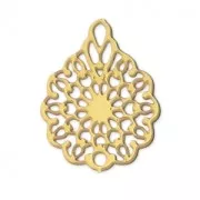 Pendentif ajouré teinté laser cut fleur 16x12 mm doré x1