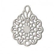 Pendentif ajouré teinté laser cut fleur 16x12 mm rhodié x1|raw }}