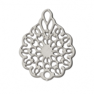 Pendentif ajouré teinté laser cut fleur 16x12 mm rhodié x1
