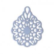 Pendentif ajouré teinté laser cut fleur 16x12 mm Baby Bleu x1