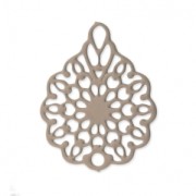 Pendentif ajouré teinté laser cut fleur 16x12 mm Powder Almond x1|raw }}