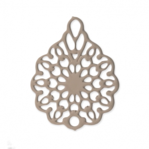 Pendentif ajouré teinté laser cut fleur 16x12 mm Powder Almond x1