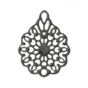 Pendentif ajouré teinté laser cut fleur 16x12 mm Noir x1|raw }}