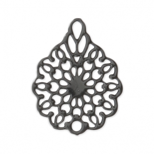 Pendentif ajouré teinté laser cut fleur 16x12 mm Noir x1