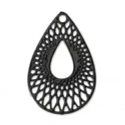 Pendentif ajouré teinté laser cut goutte 19x12 mm Noir x1