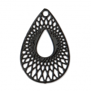 Pendentif ajouré teinté laser cut goutte 19x12 mm Noir x1