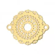 Intercalaire 2 anneaux teinté laser cut rosace 21x18 mm doré x1