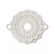 Intercalaire 2 anneaux teinté laser cut rosace 21x18 mm rhodié x1