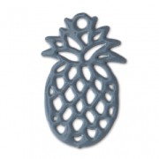 Breloque teintée ajourée laser cut Ananas 15x9 mm Gris Pétrole x1