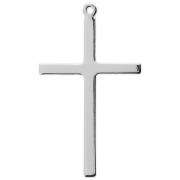 Pendentif croix en laiton 40x23 mm rhodié x1