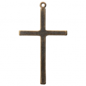 Pendentif croix en laiton 40x23 mm bronze x1