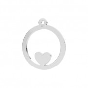 Breloque ronde ajouré Coeur 14 mm en Argent 925 x1