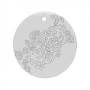 Breloque médaille ronde motif rose 16 mm en Argent 925 x1|raw }}