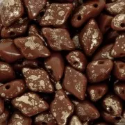 Perles en verre Gemduo 2 trous 8x5 mm Opaque Chocolate Gold Splash x10g
