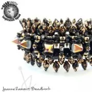 Perles en verre Gemduo 2 trous 8x5 mm Opaque Grey Gold Splash x10g