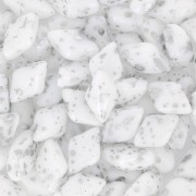 Perles en verre Gemduo 2 trous 8x5 mm Opaque White Silver Splash x10g|raw }}