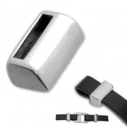 Poussoir stoppeur bombé pour lacet plat 10x2 mm - Placage Argent fin vieilli x1