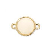 Intercalaire rond en métal et résine époxy 17x12mm Doré à l'or fin - White opal x1|raw }}