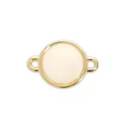 Intercalaire rond en métal et résine époxy 17x12mm Doré à l'or fin - White opal x1