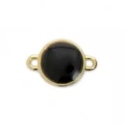 Intercalaire rond en métal et résine époxy 2 anneaux 17x12 mm Doré à l'or fin/Noir x1