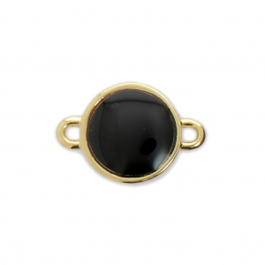 Intercalaire rond en métal et résine époxy 2 anneaux 17x12 mm Doré à l'or fin/Noir x1
