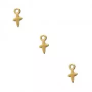 Breloques croix pour la création de bijoux DIY 9x5 mm Doré à l'or fin x6