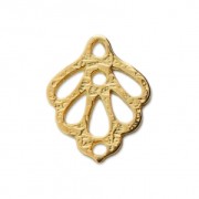 Pendentif intercalaire feuille ajourée surface striée 15x12 mm Doré à l'or fin x1|raw }}