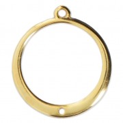 Pendentif pour boucles d'oreilles rond avec un trou 24x22 mm Doré à l'or fin x1
