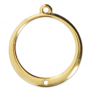Pendentif pour boucles d'oreilles rond avec un trou 24x22 mm Doré à l'or fin x1