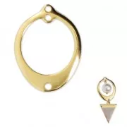 Pendentif pour boucles d'oreilles ovale avec 2 trous 24x18.5 mm Doré à l'or fin x1