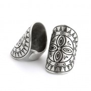 Bague large pour femme réglable en étain motif croix 36.5 mm Placage Argent fin vieilli x1