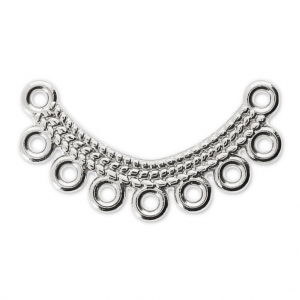 Intercalaire boucles d'oreilles ou collier 7 anneaux 26x7 mm Placage Argent fin vieilli x1