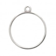 Pendentif / Anneau de montage et de tissage rond 29x25 mm Placage Argent fin vieilli x1