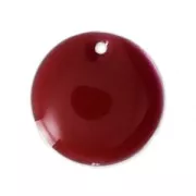 Sequins ronds en métal et résine époxy 16 mm - Rouge foncé x6
