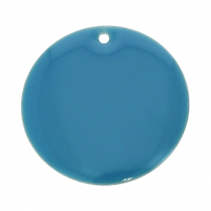 Sequins ronds en métal et résine époxy 20 mm Bleu x5