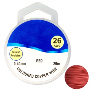 Fil de cuivre pour bijoux 0.40 mm Rouge x20m