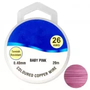 Fil de cuivre pour bijoux 0.40 mm Baby Pink x20m