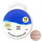 Fil de cuivre pour bijoux 1 mm Doré Rose x4m