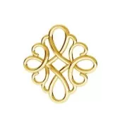 Intercalaire/pendentif filigrané carré 15 mm en Argent 925 doré à l'or fin x1