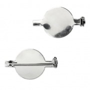 Support de broche avec plateau pour cabochon fond plat 16 mm - rhodié x1