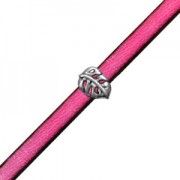 Poussoir slider en métal Feuille pour lacet 5 mm Placage Argent fin vieilli x1