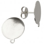 Clous d'oreilles disque 14 mm Placage argent fin x2