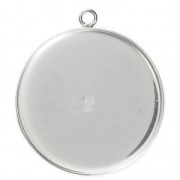 Serti pendentif pour cabochon rond fond plat 30 mm en Argent 925 x1|raw }}