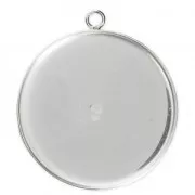 Serti pendentif pour cabochon rond fond plat 30 mm en Argent 925 x1