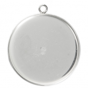 Serti pendentif pour cabochon rond fond plat 30 mm en Argent 925 x1
