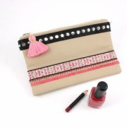 Pompon imitation coton 35 mm Blanc / Doré x1